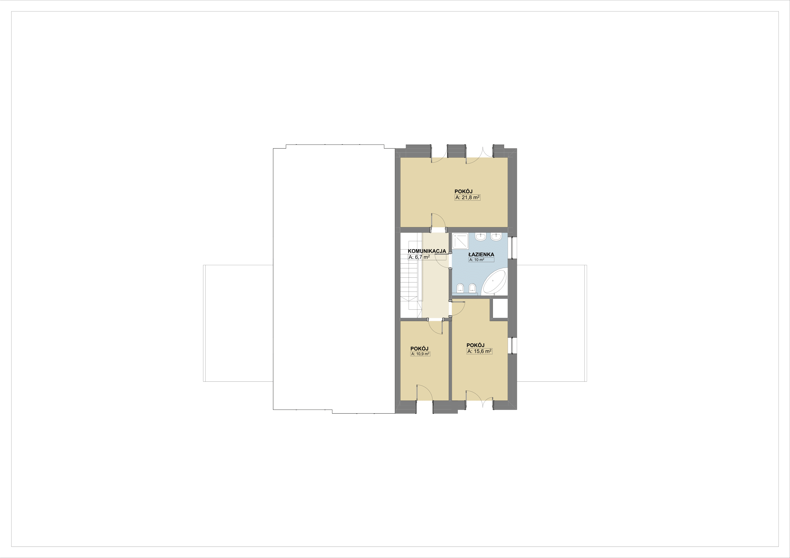 Rzut piętra - lokal prawy (1B, 2B, 3B)